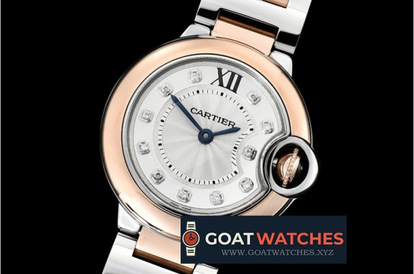 Cartier - Balon Bleu Ladies 28mm RG/SS Wht Diam V6F V2 Swiss Qtz