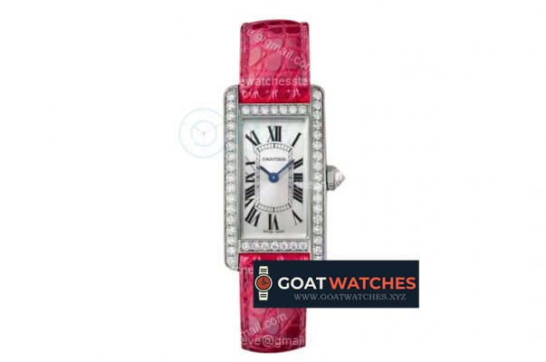 Cartier - Tank Americaine Ladies WSTA0016 SS/LE White/Rmn Red Dia 8848F Swiss Quartz