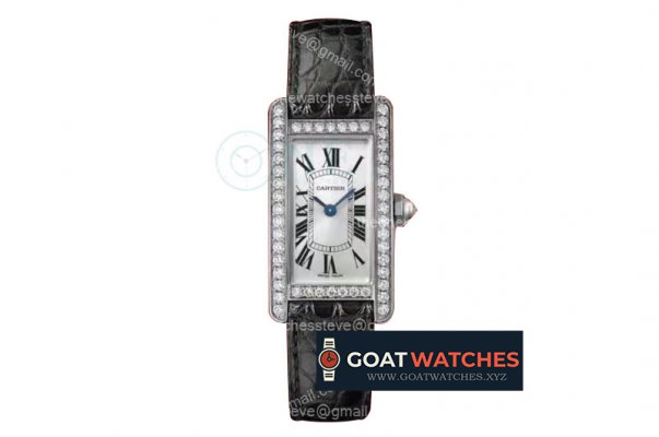 Cartier - Tank Americaine Ladies WSTA0016 SS/LE White/Rmn Blk Dia 8848F Swiss Quartz