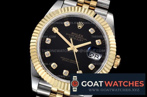 Rolex - DJ2 41mm Jub Flt 904L Wrp YG/SS Black/Diam GMF A3235