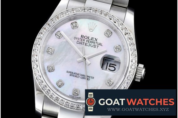 Rolex - DateJust Mens 36mm SS/SS Wht MOP Diam BP Asia 2836
