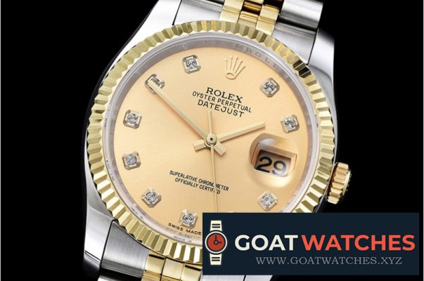 Rolex - DJ 36mm Jub Flt YG/SS Gold Diams BP A3135 Mod