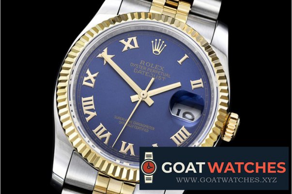 Rolex - DJ 36mm Jub Flt YG/SS Blue Rmn BP A3135 Mod