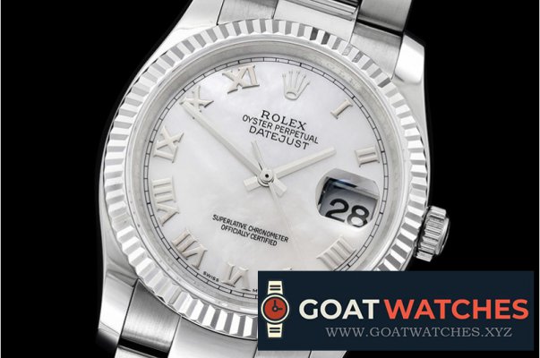 Rolex - DJ 36mm Oyst Flt SS/SS White MOP Roman BP A3135 Mod