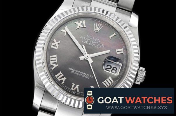 Rolex - DJ 36mm Oyst Flt SS/SS Black MOP Roman BP A3135 Mod
