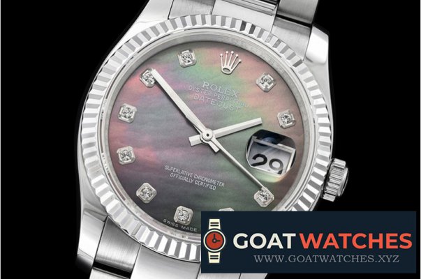 Rolex - DJ 36mm Oyst Flt SS/SS Black MOP Diams BP A3135 Mod
