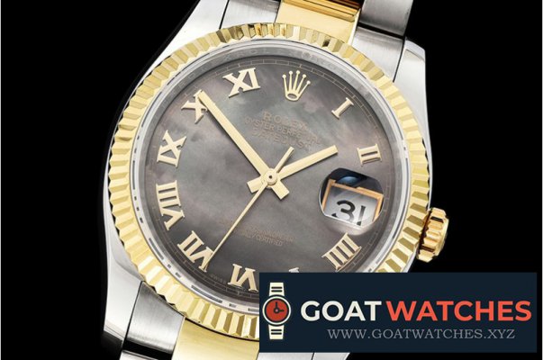 Rolex - DJ 36mm Oyst Flt YG/SS Black MOP Roman BP A3135 Mod