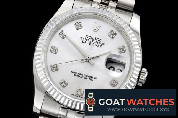 Rolex - DJ 36mm Jub Flt SS/SS White MOP Diams BP A3135 Mod