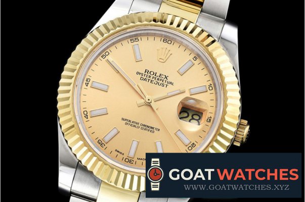 Rolex - DJ2 41mm Oyst Flt YG/SS Gold Stick BP A3136 Mod