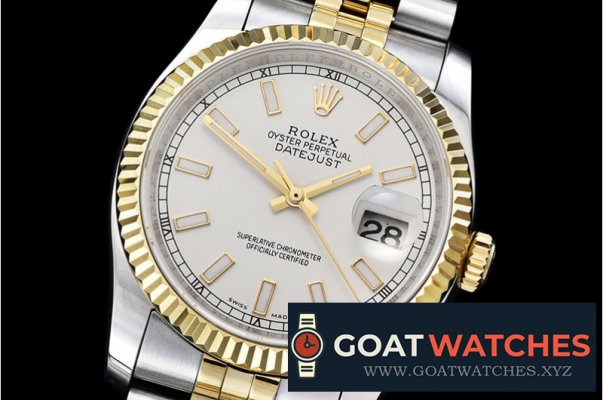 Rolex - DJ 36mm Jub Flt YG/SS White Thick Lume BP A3135 Mod