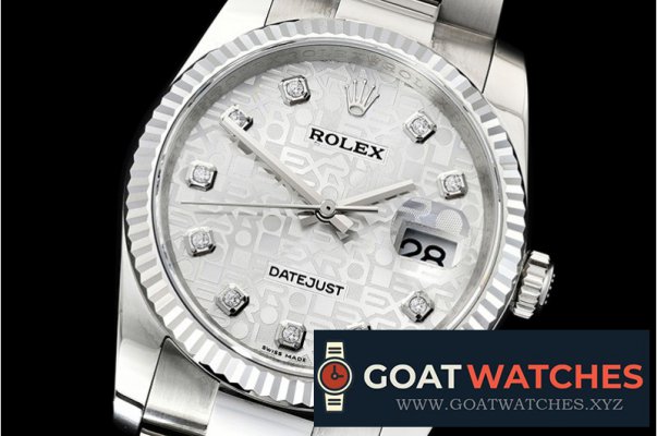 Rolex - DJ 36mm Oyst Fluted SS/SS Silver Anniv Diam DJF A3135