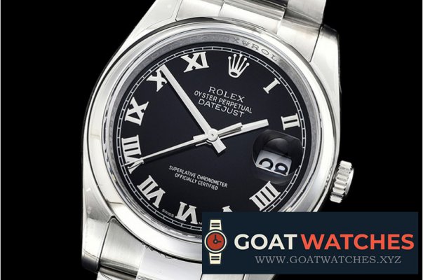 Rolex - DJ 36mm Oyst Dome 904L SS/SS Black Roman ARF A3135
