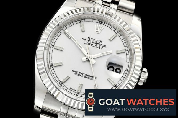 Rolex - DJ 36mm Jub Flt 904L SS/SS Pearl Wht/Stk ARF A3135 Mod