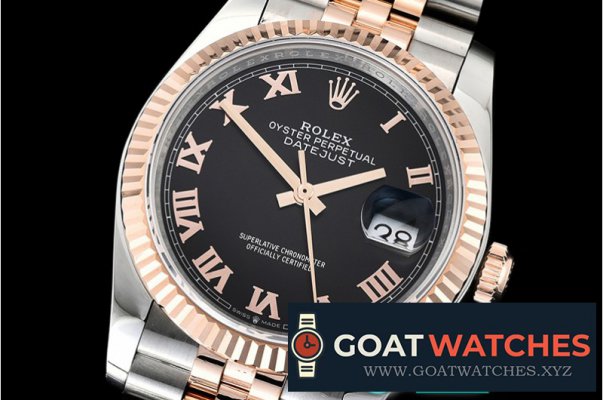 Rolex - DateJust 36mm Jub Flt 904L RG/SS Black/Rmn GMF A2836