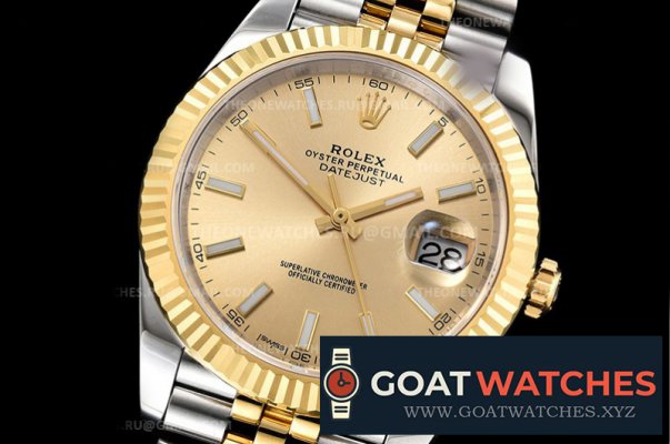 Rolex - DJ2 41mm Jub Flt 904L YG/SS S Wht/Stk DJF Asia 2836
