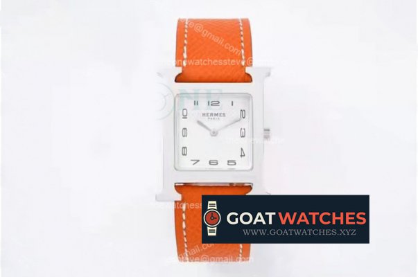Hermes - Heure H SS/LE White/Num Orange Swiss Quartz