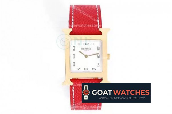 Hermes - Heure H RG/LE White/Num Red BVF Swiss Quartz