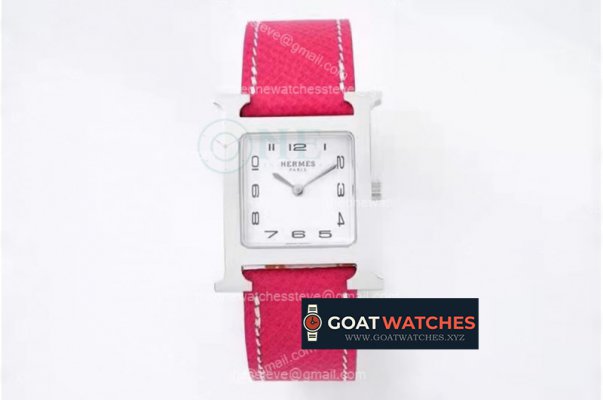 Hermes - Heure H SS/LE White/Num Pink BVF Swiss Quartz