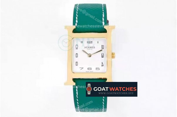 Hermes - Heure H RG/LE White/Num Emerald BVF Swiss Quartz