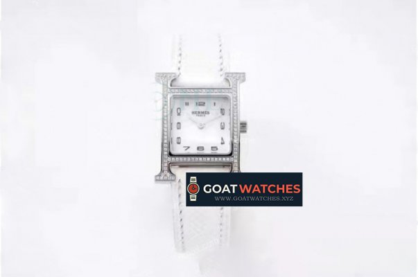 Hermes - Heure H SS/LE White/Num White Diam BVF Swiss Quartz