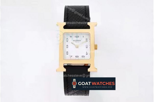 Hermes - Heure H RG/LE White/Num Black BVF Swiss Quartz