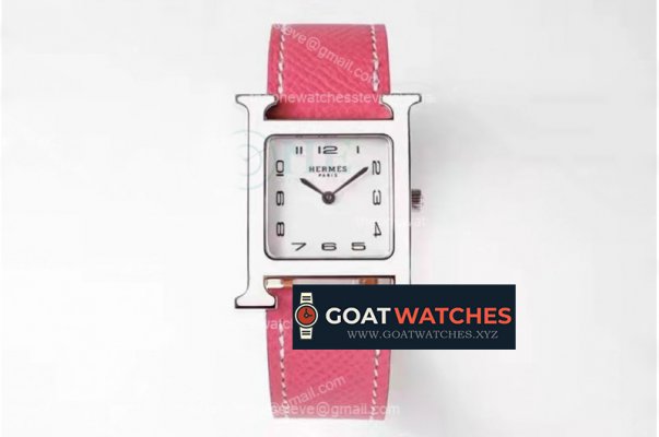 Hermes - Heure H SS/LE White/Num Light Pink Lacquered BVF Swiss Quartz