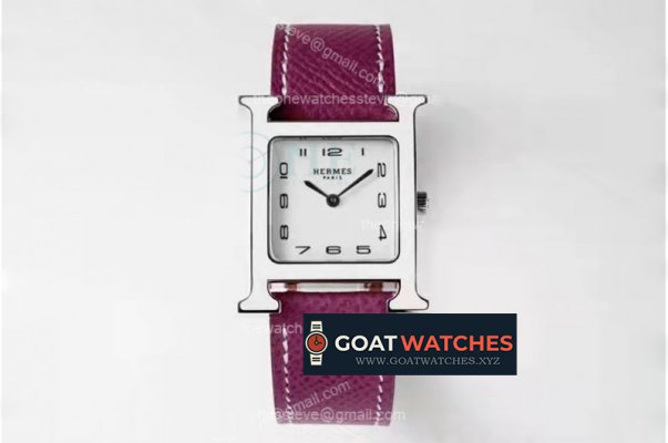 Hermes - Heure H SS/LE White/Num Purple Lacquered BVF Swiss Quartz