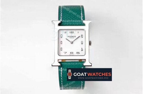 Hermes - Heure H SS/LE White/Num Emerald Lacquered BVF Swiss Quartz