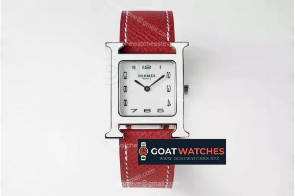 Hermes - Heure H SS/LE White/Num Red Lacquered BVF Swiss Quartz