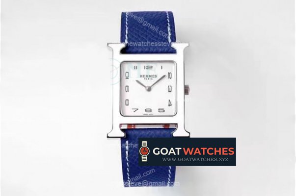Hermes - Heure H SS/LE White/Num Blue Lacquered BVF Swiss Quartz