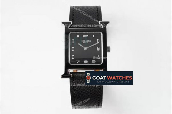 Hermes - Heure H SS/LE Blk/Num Blk Lacquered BVF Swiss Quartz