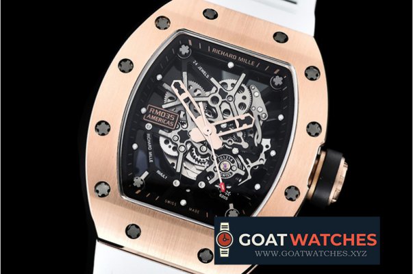 Richard Mille - RM035-02 Americas RG/RU Wht Skele Blk KVF MY8215 Mod