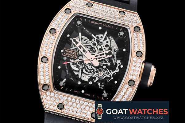Richard Mille - RM035-02 Americas Diams RG/RU Blk Skele KVF MY8215 Mod