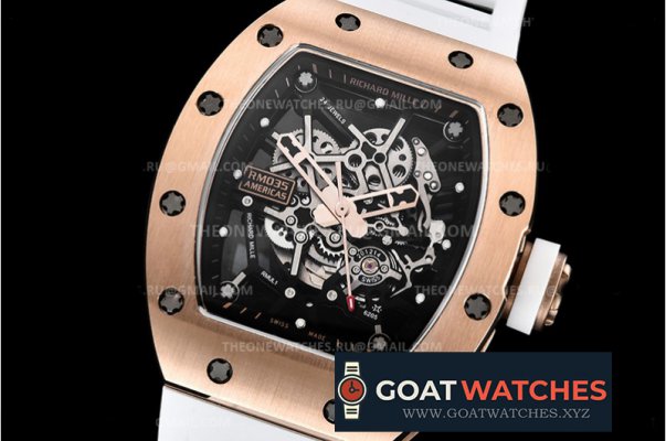 Richard Mille - RM035 Americas RG/RU Wht Skele Blk KVF MY8215 Mod