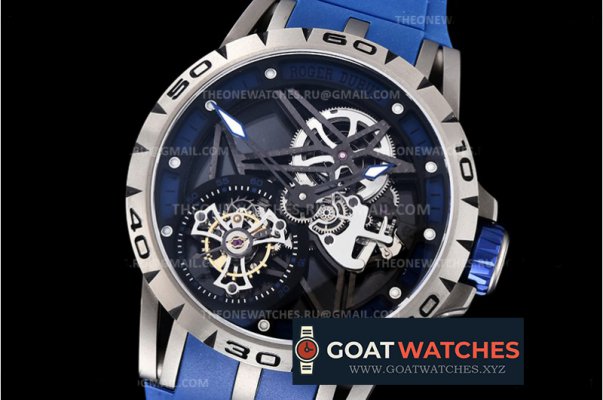 Roger Dubuis - Excalibur Skele Flying Tourb RDDBEX0392 SS/RU Blue BBR