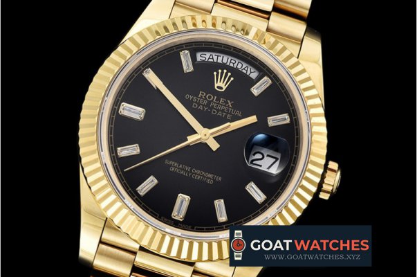 Rolex - DayDate 40mm Flt YG/YG Black Baug. Diam BP A2836